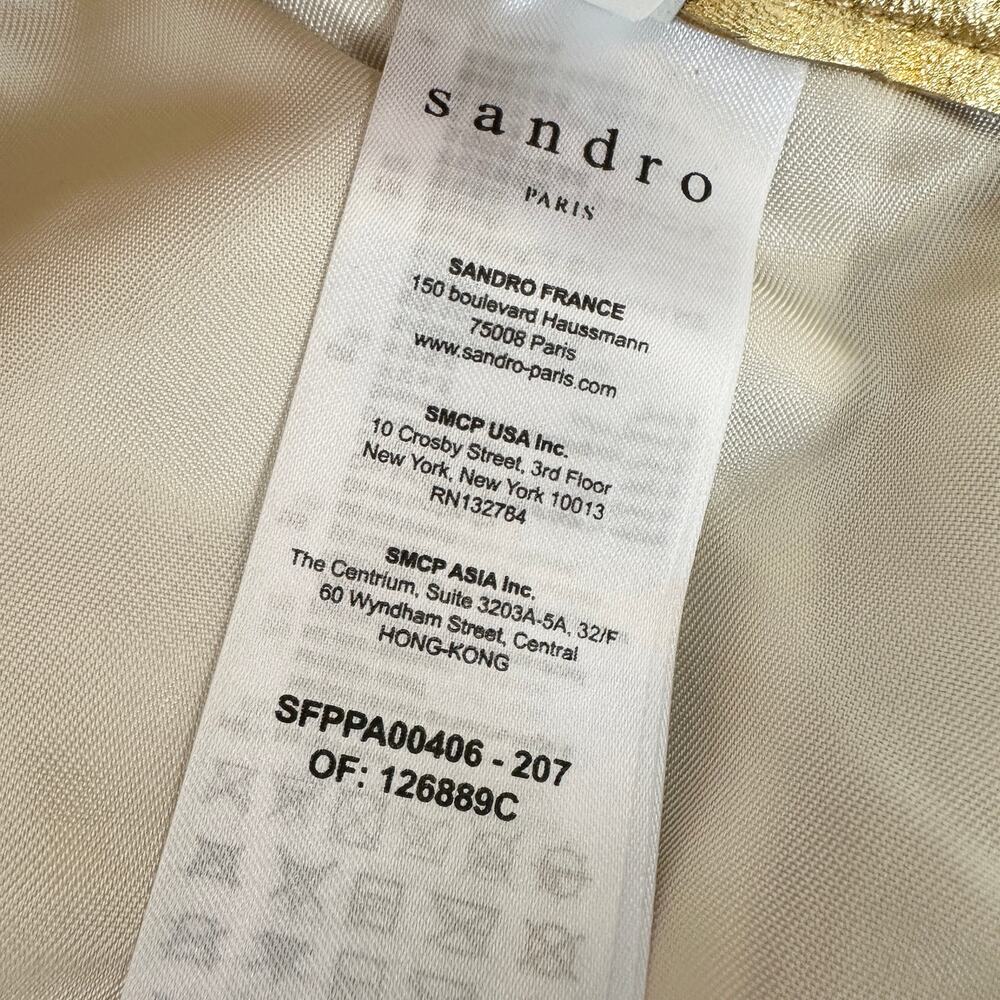 Sandro Metallic Lambskin Leather Kick Flare Pants Gold Ankle Crop FR 36 US 4 NWT - Picture 14 of 16